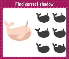 Find the correct shadow pink narwhal vector