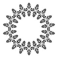 Round patterned border. Round damask pattern with place for text. Floral frame. Black and white. Ornament for decoration of cards and invitations. vector