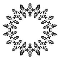 Round patterned border. Round damask pattern with place for text. Floral frame. Black and white. Ornament for decoration of cards and invitations. vector