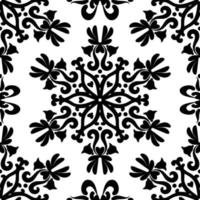 Linear Damask Seamless Vector Pattern. Black and White.