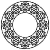 Decorative round ornament. Round damask pattern with place for text. Floral frame. Black and white. Oriental pattern for decoration of cards and invitations vector