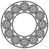 Decorative round ornament. Round damask pattern with place for text. Floral frame. Black and white. Oriental pattern for decoration of cards and invitations vector