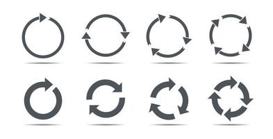 Set of grey circle arrows. Vector Icons