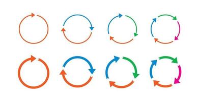 Set of colour circle arrows. Vector Icons
