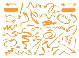 conjunto de flechas de dibujo amarillas. ilustración vectorial vector