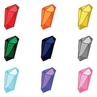 Hand drawn crystals set. Geometric gems diamonds vector illustrations collection. Colorful shard of glass. For geology, jewelry store, decoration, game, web.