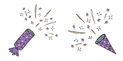 Vector hand drawn firework clipart. Cute colorful illustration isolated on white background. For greeting cards, print, web, design, decor.