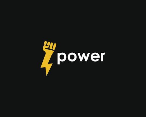 creative hand power logo template, hand and storm concept