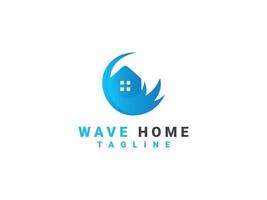 wave home real estate logo design template vector