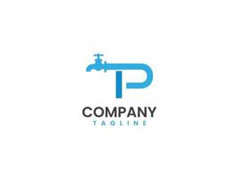 letter P plumbing logo template, pipe and tap concept vector