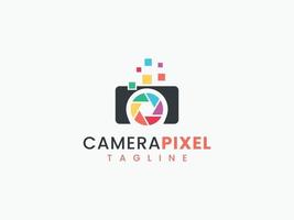 creative camera pixel colorful logo design template vector