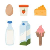 colección de ilustraciones vectoriales de productos lácteos vector