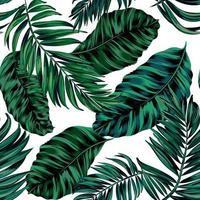 hojas tropicales diseño de patrón vectorial sin costuras con palmeras turquesas y verdes increíbles hojas. diseño para uso moda, interiorismo, packaging, packaging y otros. hojas de palma vectoriales. vector