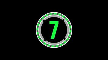 Old style video countdown counter with rounded corners from 10 to 1