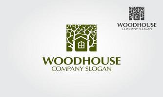 Wood House Vector Logo Template. Is an illustrative cartoon logo for Environmental care related business.  Smart, ecologys, simple and unique concept. This logo design for property, construction, etc.