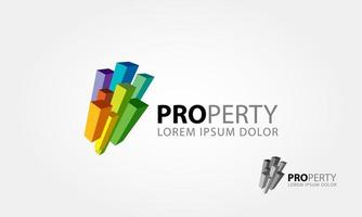 Property Vector Logo Template. 3D Abstract color bar symbolize a building or property.