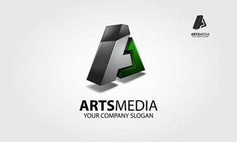 logotipo de vector de medios de arte. esta letra de a o es un logotipo inicial, es un logotipo vectorial 3 d con efecto brillante, trata de simbolizar un medio, estudio, alta tecnología, tecnología avanzada, inteligente y modernidad.