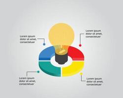 plantilla de idea de burb ligero para infografía para presentación de 4 elementos vector