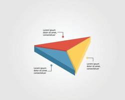 Triangle template for infographic for presentation for 3 element vector