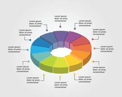 plantilla de gráfico circular circular para infografía para presentación de 12 elementos vector