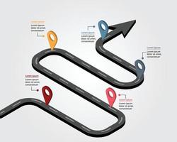 zigzag arrow road step template for infographic for presentation for 5 element vector