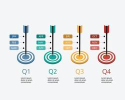 quarterly goal template for infographic for presentation for 12 months in 4 quarter vector