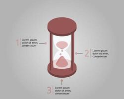 hourglass template for infographic for presentation for 3 element vector