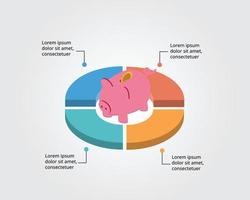 piggy bank for saving money template for infographic for presentation for 4 element vector