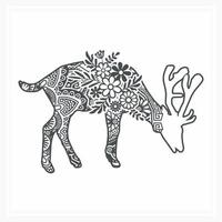Deer Mandala with Flower, vector illustration. Eps 10