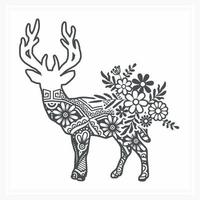 Deer Mandala with Flower, vector illustration. Eps 10