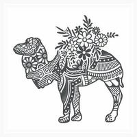 Camel Mandala with Flower, vector illustration. Eps 10