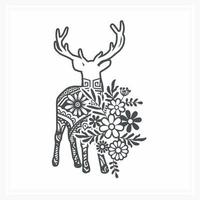 mandala de ciervo con flor, ilustración vectorial. eps 10 vector