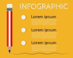 infografía sobre el concepto de educación. hay lápiz rojo y blanco y 3 opciones para su drsign. vector