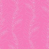 Vector seamless pattern with outline silhouettes of acacia flowering branch. Each outline silhouette is isolated on pink background for easy editing. Texture for ceramic tile wallpapers allover prints