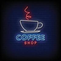 Coffee Shop Neon Signs Style Text Vector