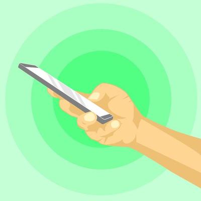 the hand holding a smartphone
