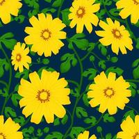 Seamless pattern Mexican Sunflower Or Tithonia Diversifolia Or Bua Tong is a tree in the north of Thailand. vector