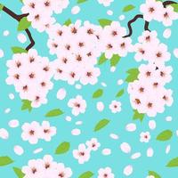 Seamless pattern Cherry blossoms blooming and floating in the wind vector