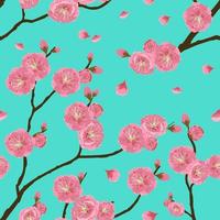 Seamless pattern Plum blossom, the national flower of China. vector