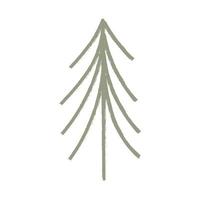 Hand drawn Christmas fir tree with texture, flat vector illustration isolated on white background. Nordic hygge tree, forest nature element.