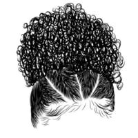 Illustration  woman, long curly hair. vector