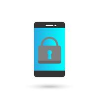 Closed Padlock Security Phone Flat Black Icon vector