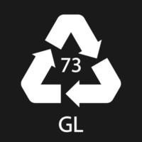 Bottle Glass recycling code 73 GL. Vector illustration