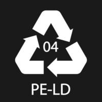 símbolo de código de reciclaje pe-ld 04. Signo de polietileno de baja densidad de vector de reciclaje de plástico.