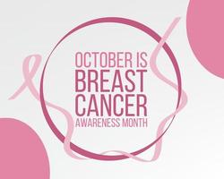 Breast Cancer awareness month. Banner  with pink ribbon awareness and text.  Vector illustration.