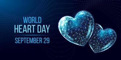 World heart day concept. Wireframe low poly style. vector