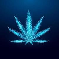 Cannabis leaf. Low poly wireframe style. vector