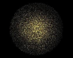 Gold glittering dots, sparkles, particles and stars on a black background. vector