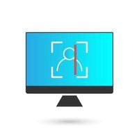 Computer protection icon with padlock, flat design icon. vector