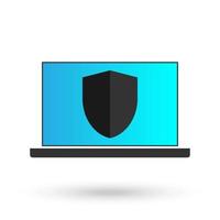 Computer or laptop protection black icon flat design vector